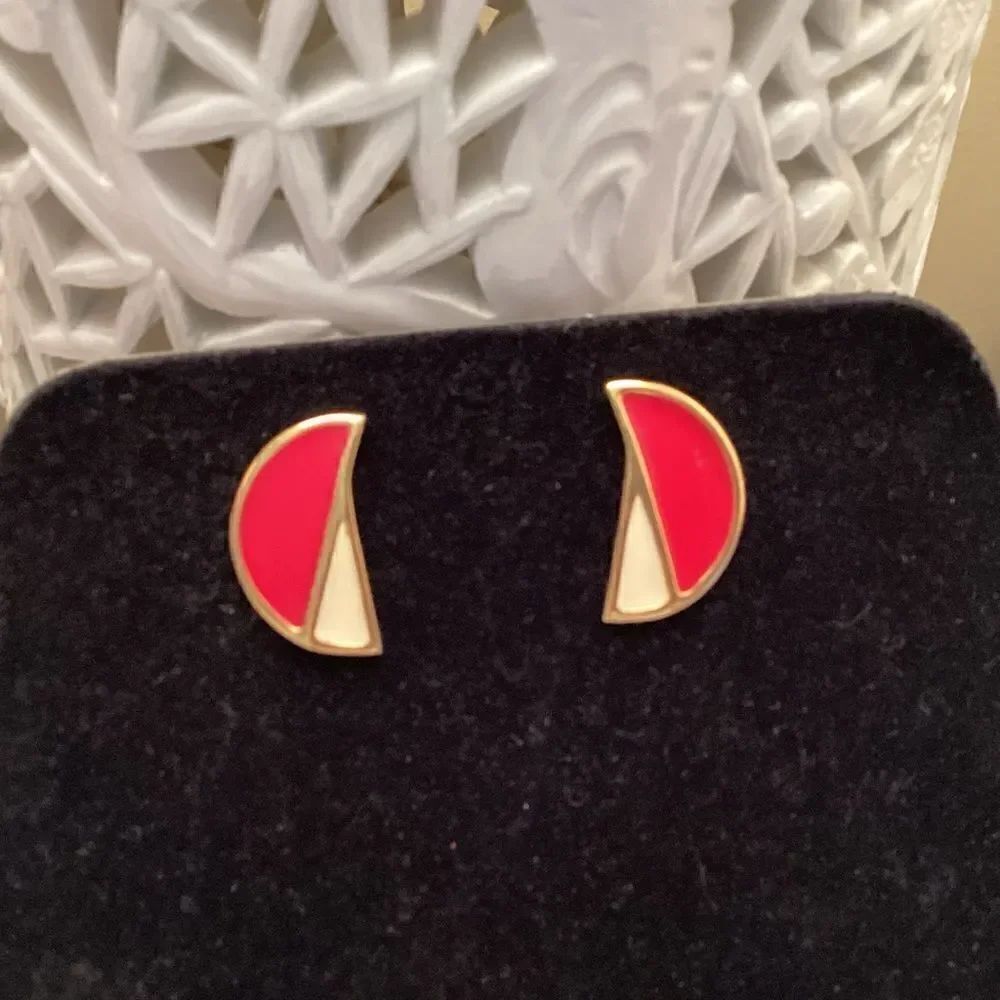Crescent Moon Shaped Enamel Earrings